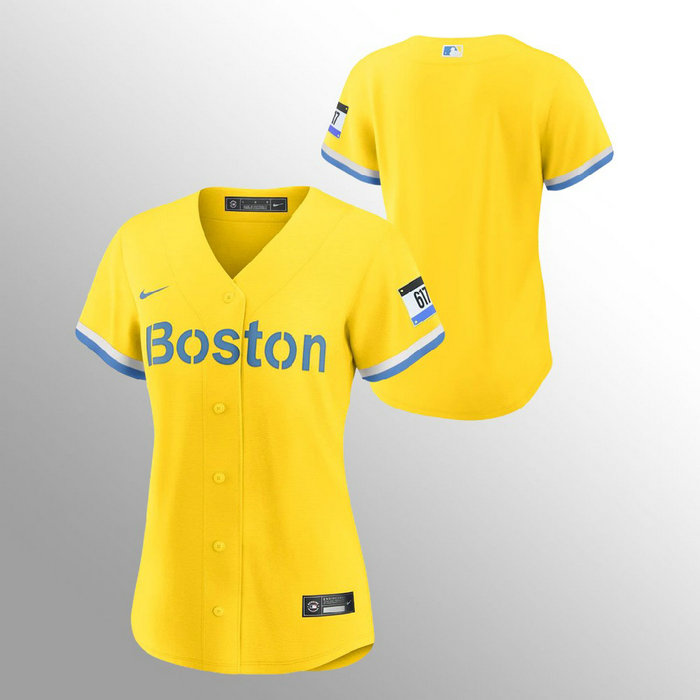 Boston Red Sox Women's Nike 2021 City Connect Gold Fans Version MLB Jersey