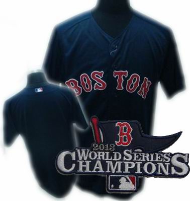 Boston Red Sox blank jersey dark blue 2013 World Series Champions ptach