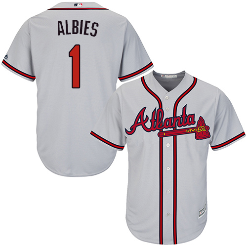 Braves #1 Ozzie Albies Grey Cool Base Stitched Youth Baseball Jersey
