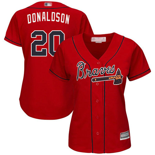 Braves #20 Josh Donaldson Red Alternate Women's Stitched Baseball Jersey