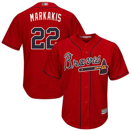 Braves #22 Nick Markakis Red Cool Base Stitched Youth Baseball Jersey
