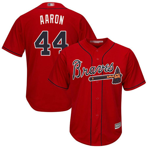 Braves #44 Hank Aaron Red Cool Base Stitched Youth Baseball Jersey