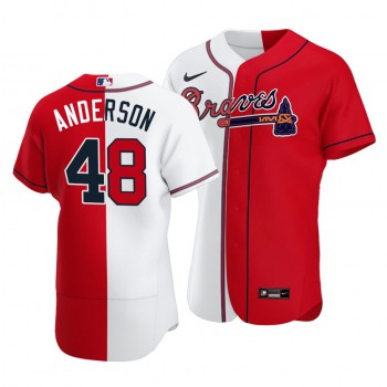 Braves #48 Ian Anderson Split White Red Two-Tone Jersey