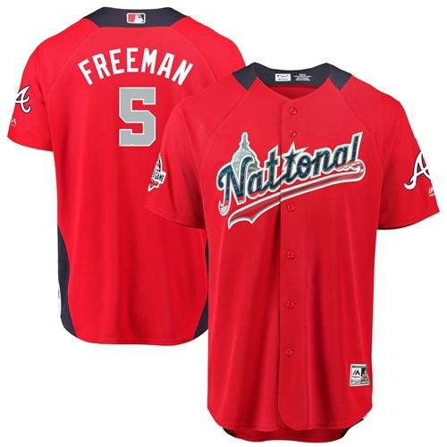 Braves #5 Freddie Freeman Red 2018 All-Star National League Stitched Baseball Jersey