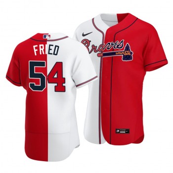 Braves #54 Max Fried Split White Red Two-Tone Jersey