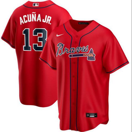 Braves 13 Ronald Acuna Jr. Red 2020 Nike Cool Base Jersey