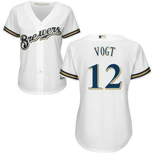 Brewers #12 Stephen Vogt White Home Women's Stitched MLB Jersey_1