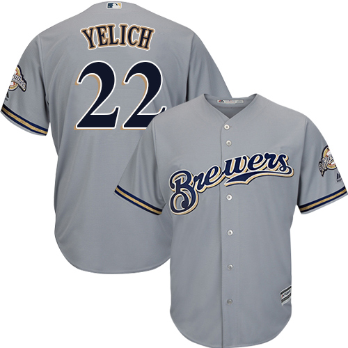 Brewers #22 Christian Yelich Grey Cool Base Stitched Youth MLB Jersey