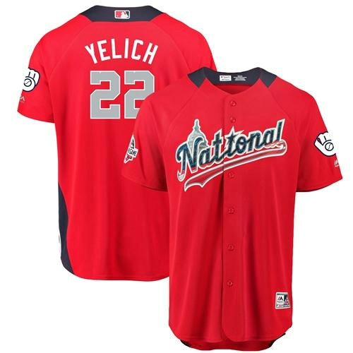 Brewers #22 Christian Yelich Red 2018 All-Star National League Stitched Baseball Jersey