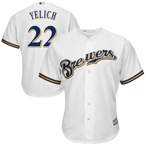 Brewers #22 Christian Yelich White Cool Base Stitched Youth MLB Jersey
