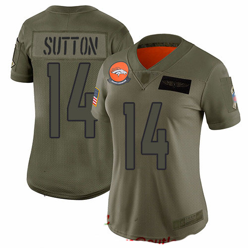 Broncos #14 Courtland Sutton Camo Women's Stitched Football Limited 2019 Salute to Service Jersey