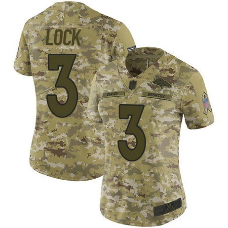 Broncos #3 Drew Lock Camo Women's Stitched Football Limited 2018 Salute to Service Jersey