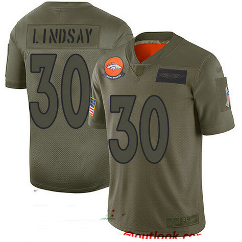 Broncos #30 Phillip Lindsay Camo Youth Stitched Football Limited 2019 Salute to Service Jersey