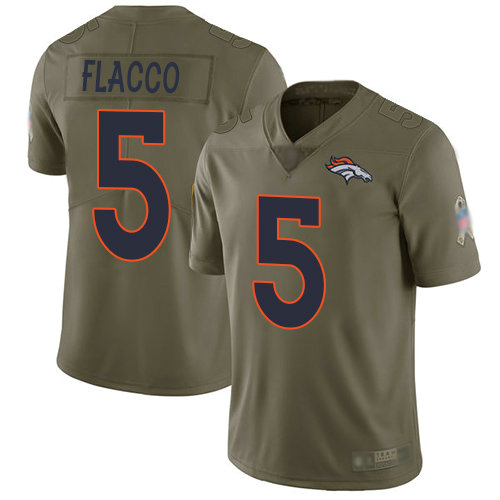 Broncos #5 Joe Flacco Olive Men's Stitched Football Limited 2017 Salute To Service Jersey