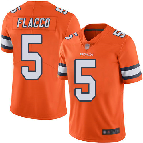 Broncos #5 Joe Flacco Orange Men's Stitched Football Limited Rush Jersey