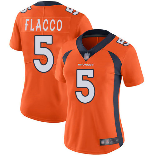 Broncos #5 Joe Flacco Orange Team Color Women's Stitched Football Vapor Untouchable Limited Jersey