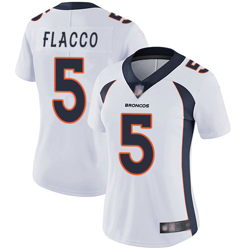 Broncos #5 Joe Flacco White Women's Stitched Football Vapor Untouchable Limited Jersey