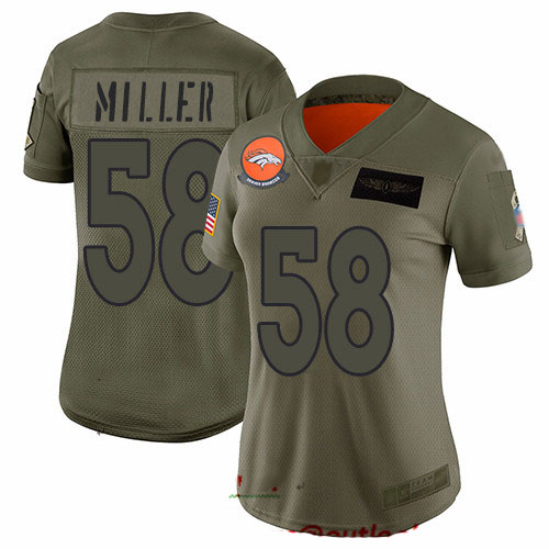 Broncos #58 Von Miller Camo Women's Stitched Football Limited 2019 Salute to Service Jersey