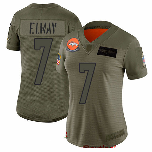 Broncos #7 John Elway Camo Women's Stitched Football Limited 2019 Salute to Service Jersey
