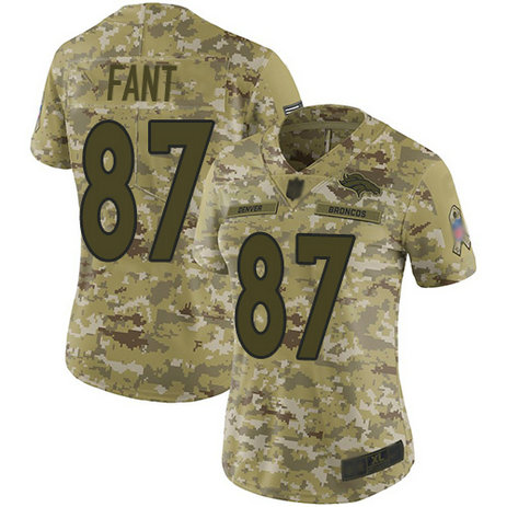 Broncos #87 Noah Fant Camo Women's Stitched Football Limited 2018 Salute to Service Jersey