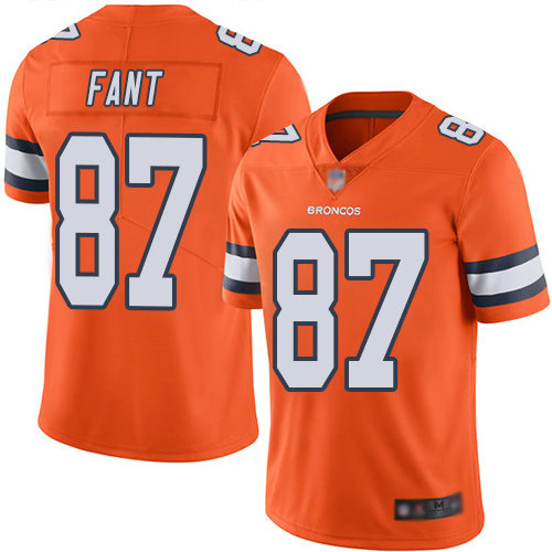 Broncos #87 Noah Fant Orange Youth Stitched Football Limited Rush Jersey