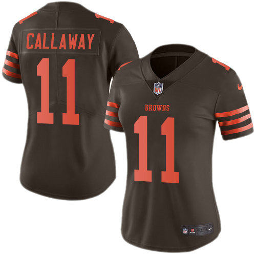 Browns #11 Antonio Callaway Brown Women's Stitched Football Limited Rush Jersey