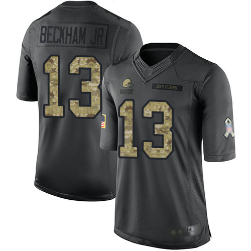 Browns #13 Odell Beckham Jr Black Men's Stitched Football Limited 2016 Salute to Service Jersey