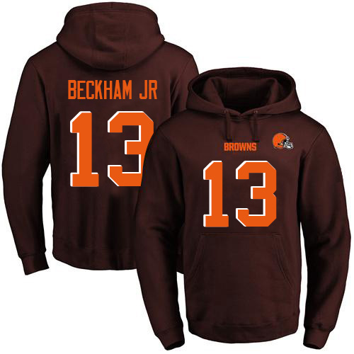 Browns #13 Odell Beckham Jr Brown Name & Number Pullover Football Hoodie