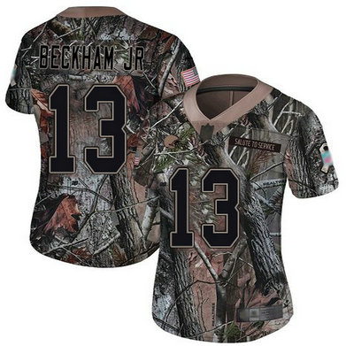 Browns #13 Odell Beckham Jr Camo Women's Stitched Football Limited Rush Realtree Jersey
