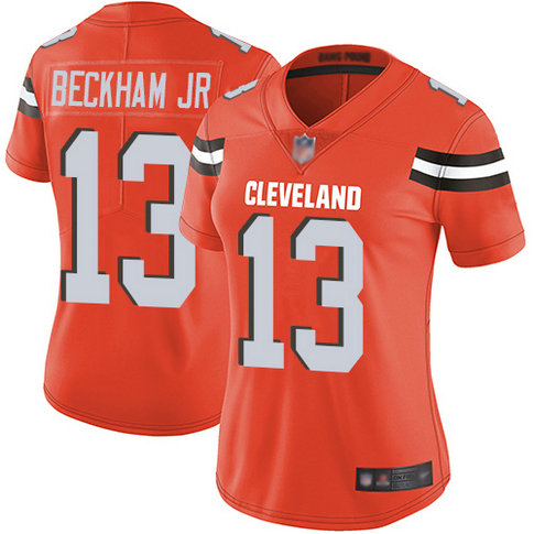 Browns #13 Odell Beckham Jr Orange Alternate Women's Stitched Football Vapor Untouchable Limited Jersey