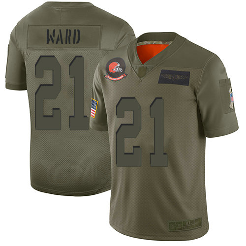 Browns #21 Denzel Ward Camo Men's Stitched Football Limited 2019 Salute To Service Jersey