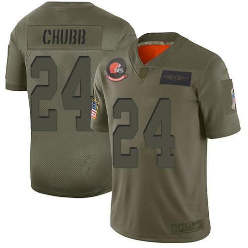 Browns #24 Nick Chubb Camo Men's Stitched Football Limited 2019 Salute To Service Jersey