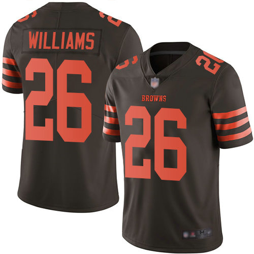 Browns #26 Greedy Williams Brown Youth Stitched Football Limited Rush Jersey