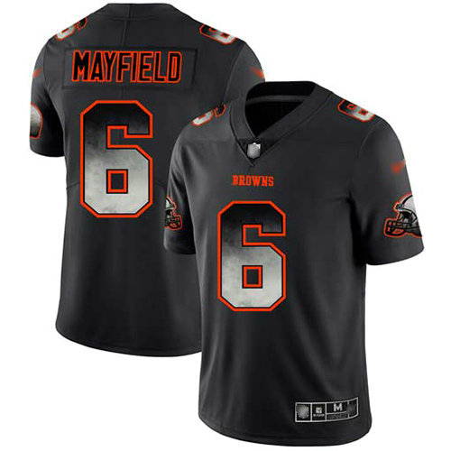 Browns #6 Baker Mayfield Black Men's Stitched Football Vapor Untouchable Limited Smoke Fashion Jersey