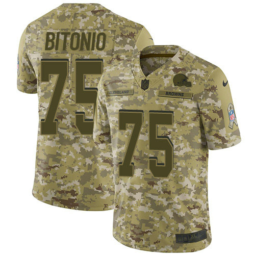 Browns #75 Joel Bitonio Camo Men's Stitched Football Limited 2018 Salute To Service Jersey