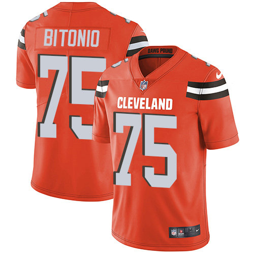 Browns #75 Joel Bitonio Orange Alternate Men's Stitched Football Vapor Untouchable Limited Jersey