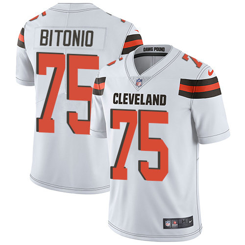 Browns #75 Joel Bitonio White Men's Stitched Football Vapor Untouchable Limited Jersey