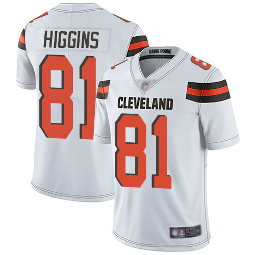 Browns #81 Rashard Higgins White Men's Stitched Football Vapor Untouchable Limited Jersey