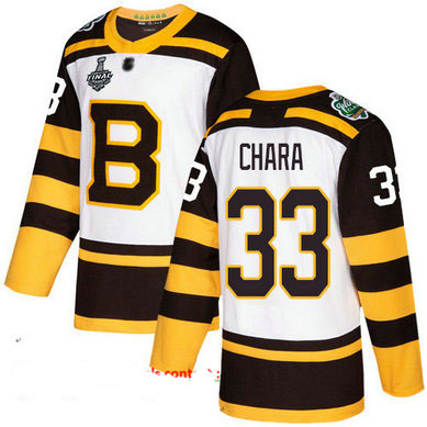 Bruins #33 Zdeno Chara White Authentic 2019 Winter Classic Stanley Cup Final Bound Stitched Hockey Jersey