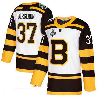 Bruins #37 Patrice Bergeron White Authentic 2019 Winter Classic Stanley Cup Final Bound Stitched Hockey Jersey
