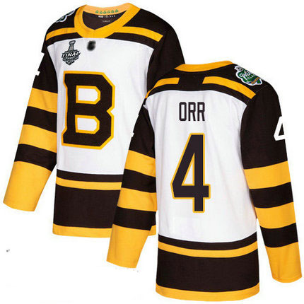 Bruins #4 Bobby Orr White Authentic 2019 Winter Classic Stanley Cup Final Bound Stitched Hockey Jersey