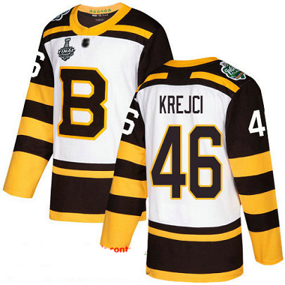 Bruins #46 David Krejci White Authentic 2019 Winter Classic Stanley Cup Final Bound Stitched Hockey Jersey