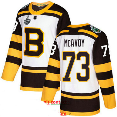 Bruins #73 Charlie McAvoy White Authentic 2019 Winter Classic Stanley Cup Final Bound Stitched Hockey Jersey