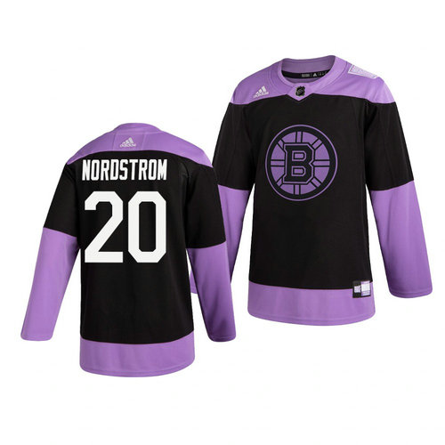 Bruins 20 Joakim Nordstrom Black Purple Hockey Fights Cancer Adidas Jersey1