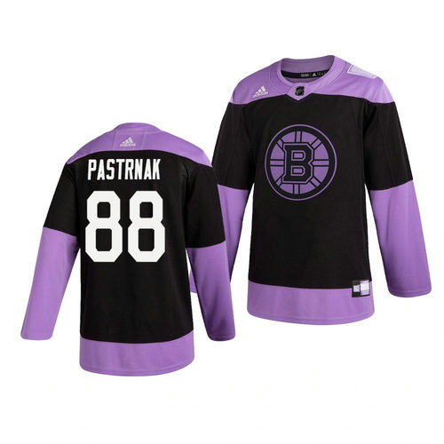 Bruins 88 David Pastrnak Black Purple Hockey Fights Cancer Adidas Jersey1