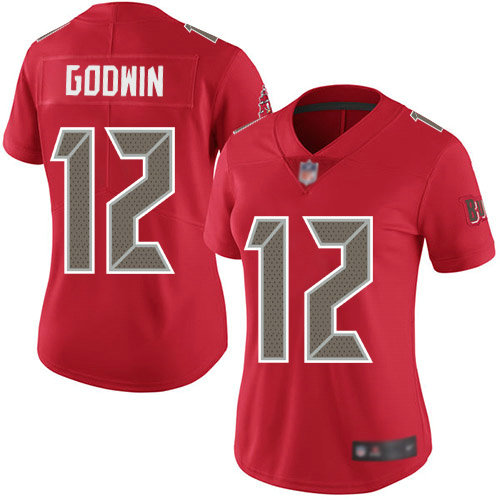 Buccaneers #12 Chris Godwin Red Women's Stitched Football Limited Rush Jersey