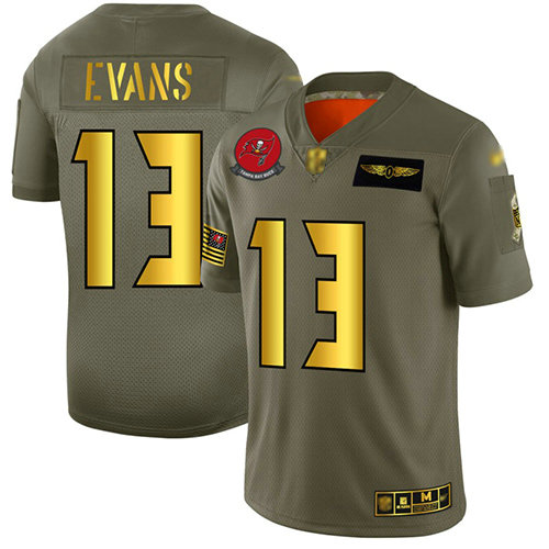 Buccaneers #13 Mike Evans Camo Gold Men's Stitched Football Limited 2019 Salute To Service Jersey