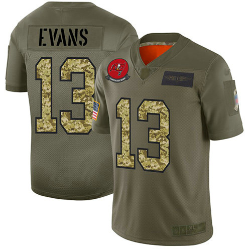 Buccaneers #13 Mike Evans Olive Camo Men's Stitched Football Limited 2019 Salute To Service Jersey