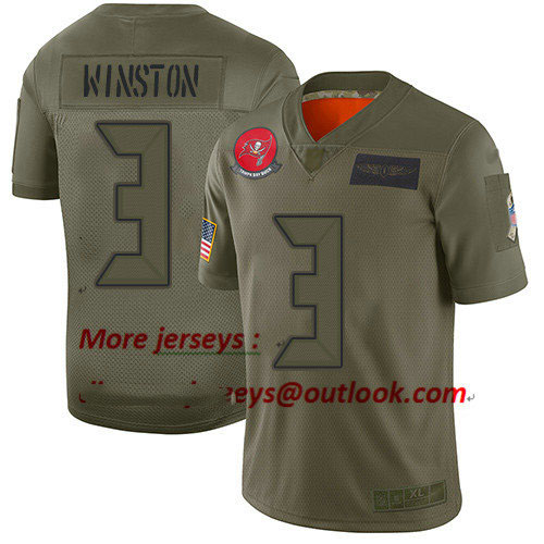 Buccaneers #3 Jameis Winston Camo Youth Stitched Football Limited 2019 Salute to Service Jersey