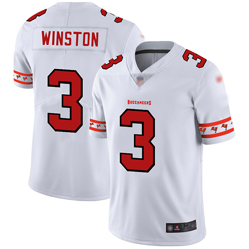 Buccaneers #3 Jameis Winston White Men's Stitched Football Limited Team Logo Fashion Jersey